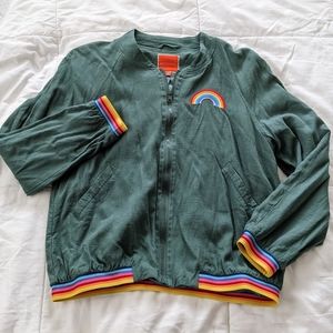 Modcloth rainbow bomber jacket, size L, like new